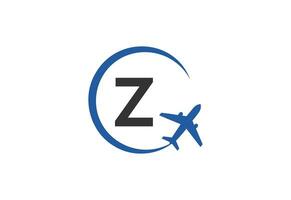 Letter Z Air Travel Logo Design Template vector