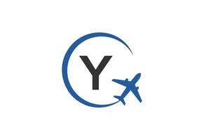 Letter Y Air Travel Logo Design Template vector