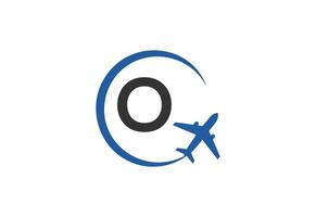 Letter O Air Travel Logo Design Template vector