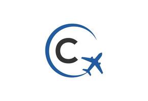 Letter C Air Travel Logo Design Template vector