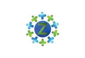 Abstract Initial Letter Z Connecting People Logo. vector