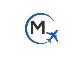 Letter M Air Travel Logo Design Template vector