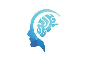 Creative human brain abstract vector logo design template.