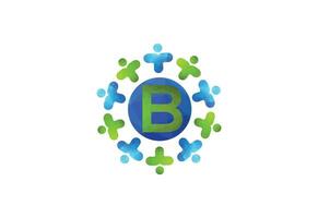 Abstract Initial Letter B Connecting People Logo. vector