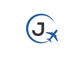 Letter J Air Travel Logo Design Template vector