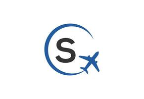 Letter S Air Travel Logo Design Template vector