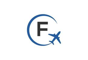 Letter F Air Travel Logo Design Template vector