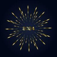 Golden Firework on gradient blue isolated over black backgroundHappy New year 2024 concepts for celebrations banner design vector