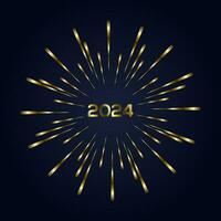 Golden Firework on gradient blue isolated over black backgroundHappy New year 2024 concepts for celebrations banner design vector