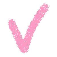 Doodle isolated on white background pink element. Textured ink check mark sign, confirmation and consent. vector