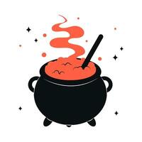 Cauldron with red witch poison. vector