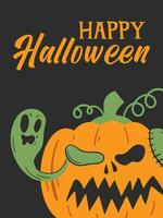 Pumpkin Happy Halloween Card Design Free Vector