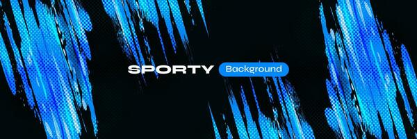 Abstract Blue Ocean Brush Background with Halftone Effect. Sport Banner. Scratch and Texture Elements For Design vector