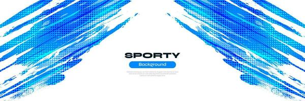 Abstract Blue Ocean Brush Background with Halftone Effect. Sport Banner. Scratch and Texture Elements For Design vector