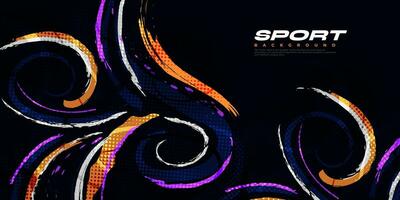 Abstract and Colorful Brush Background with Halftone Effect. Sport Banner. Brush Stroke Illustration. Scratch and Texture Elements For Design vector