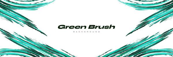 Abstract Green Brush Background with Halftone Effect. Sport Banner. Scratch and Texture Elements For Design vector