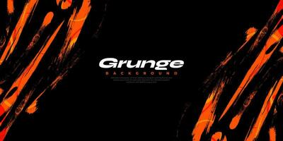 Abstract Black and Orange Brush Background with Halftone Effect. Sport Background. Brush Stroke Illustration for Banner or Poster. Scratch and Texture Elements For Design vector
