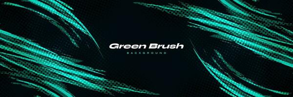 Abstract Green Brush Background with Halftone Effect. Sport Banner. Scratch and Texture Elements For Design vector