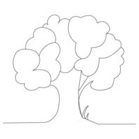 Continuous one line plant growth tree outline vector art drawing