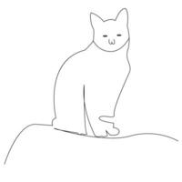 Continuous one line cat  outline vector art hand drawing