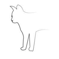 Continuous one line cat  outline vector art hand drawing