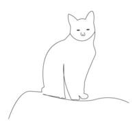 Continuous one line cat  outline vector art hand drawing