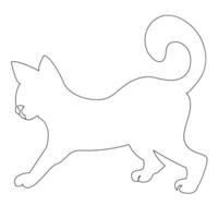 Continuous one line cat  outline vector art hand drawing