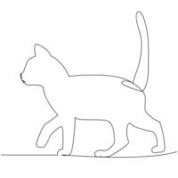 Continuous one line cat  outline vector art hand drawing