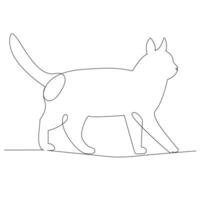 Continuous one line cat  outline vector art hand drawing