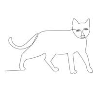 Continuous one line cat  outline vector art hand drawing