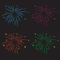 Cute cartoon of fireworks explosion vector element set. fireworks mascot set