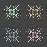 Flat vector design fireworks explosion cartoon element set. fireworks mascot icon set