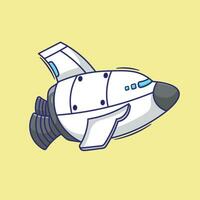 Cute cartoon vector spaceship mascot logo illustraion. futuristic technology icon concept