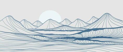 Hand drawn Mountain line arts illustration. Abstract mountain contemporary aesthetic backgrounds landscapes. use for print art, poster, cover, banner vector