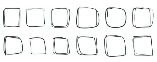 Hand drawn square frame set vector