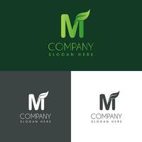 m letter with leaf creative logo design vector stock illustration