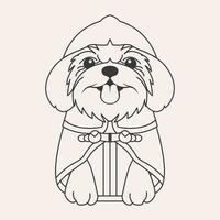 Cute Shih Tzu Dog Line Art Design Vector Illustration