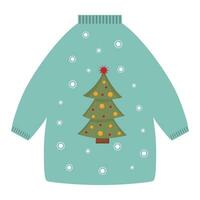 Winter clothes, Christmas sweater, pullover, jumper in cute cartoon style vector