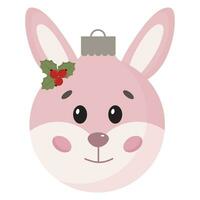 Hand drawn Christmas toy. Cute funny Christmas bunny for fir tree. Christmas and New year decoration. vector