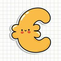 Cute Euro Sign sticker character. Vector hand drawn cartoon kawaii character illustration icon. Fun Euro Sign sticker character concept