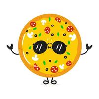Pizza character. Vector hand drawn cartoon kawaii character illustration icon. Isolated on white background Pizza fruit character concept