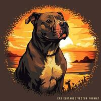 Pit Bull Dog Retro tshirt Design Vector Illustration