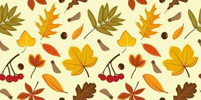 Autumn leaves seamless pattern wallpaper image vector