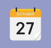 Vector calendar icon. 27 October. Day, month. Flat style.