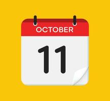 Vector calendar icon. 11 October. Day, month. Flat style.