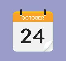 Vector calendar icon. 24 October. Day, month. Flat style.