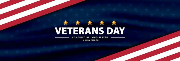 Veterans day celebration banner. Honoring all who served. American national holiday background, November 11. Vector illustration