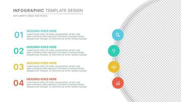 Business Infographic Presentation Slide Design Template with 4 Options and Empty Space for Photo vector