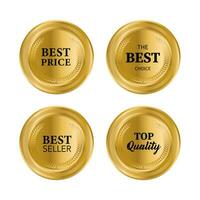 Set of quality product golden badges and labels vector