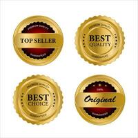 Golden badges and labels with golden ribbon vector collection .vector illustration